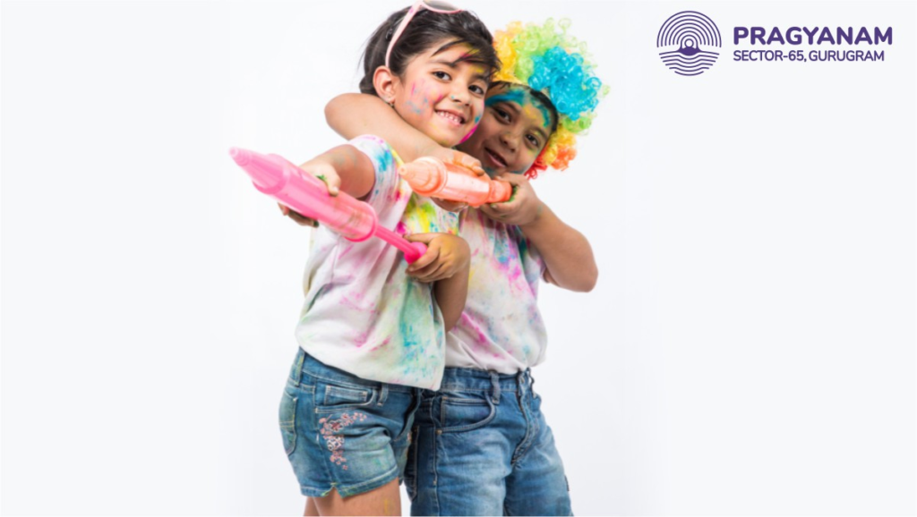 kids playing holi